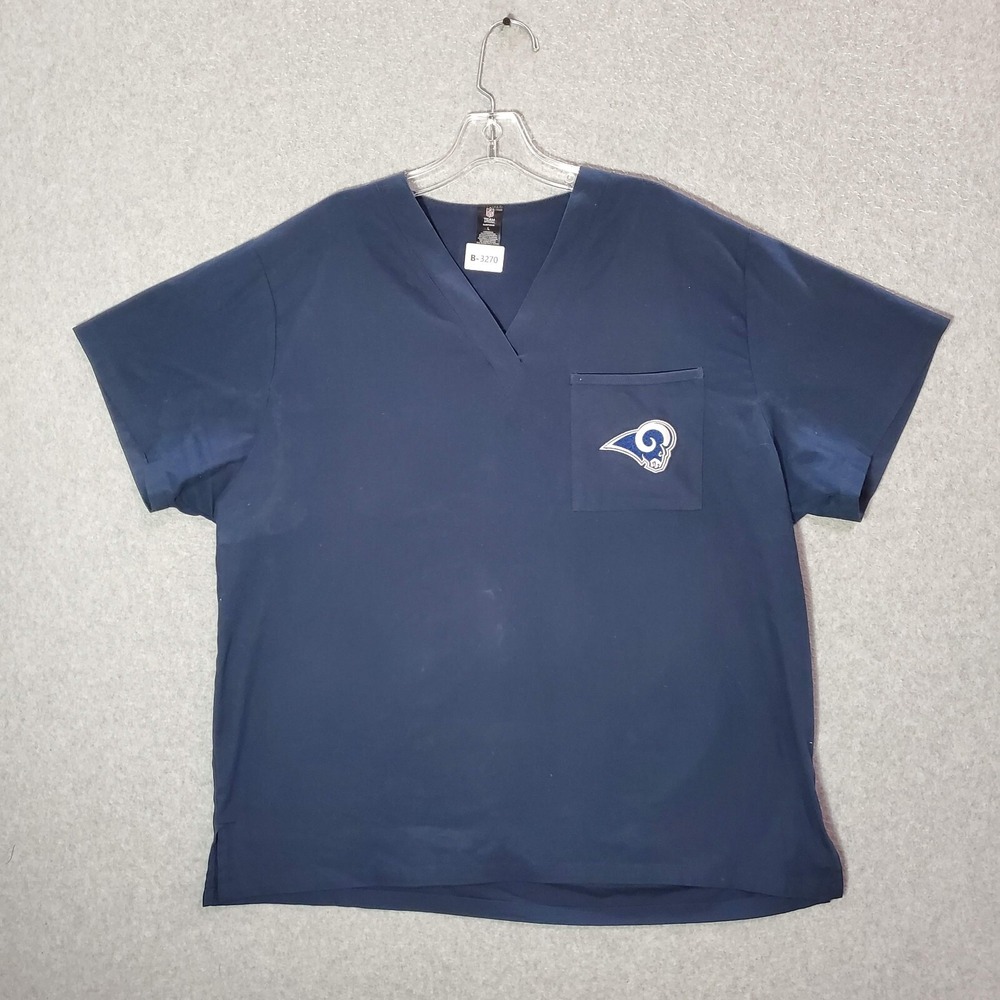 Los Angeles Rams Men Sleepwear Large Blue‎ Shirt Logo Embroidered Short Sleeve